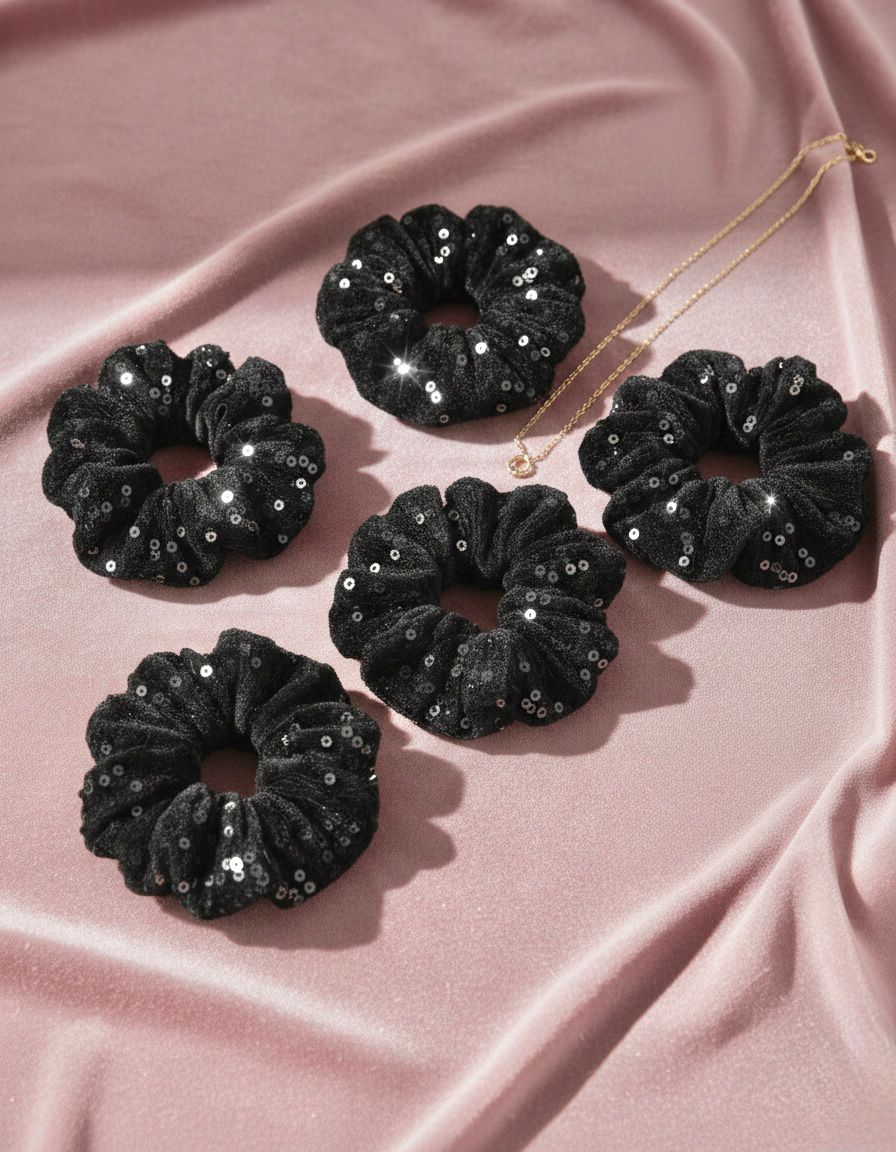 Glitter Black Scrunchie