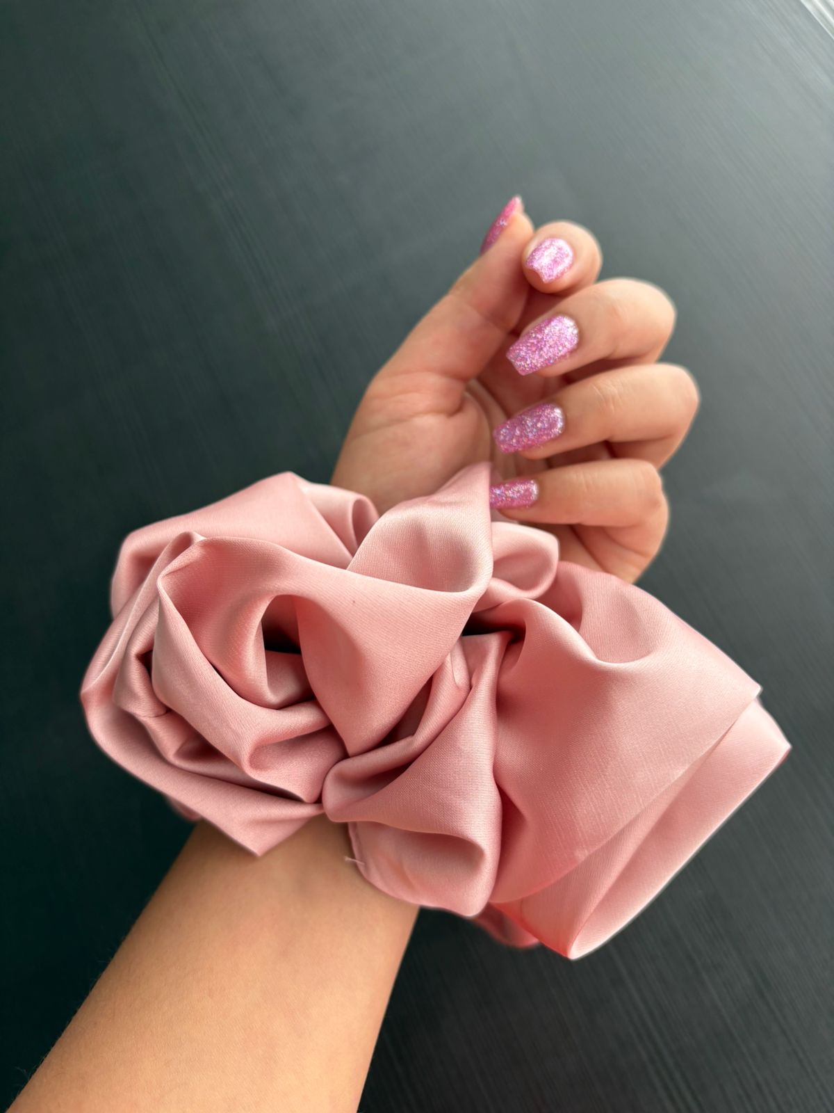 XL Oversized Silky Scrunchie – Rose Pink