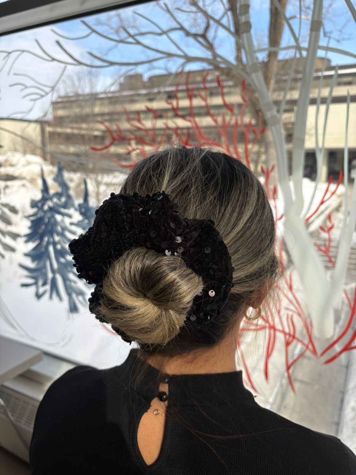Glitter Black Scrunchie